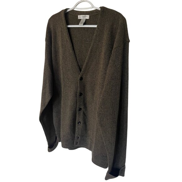 Cypress Links Brown V Neck Button-Up Cardigan Sweater Mens Sz Large - Picture 3 of 7